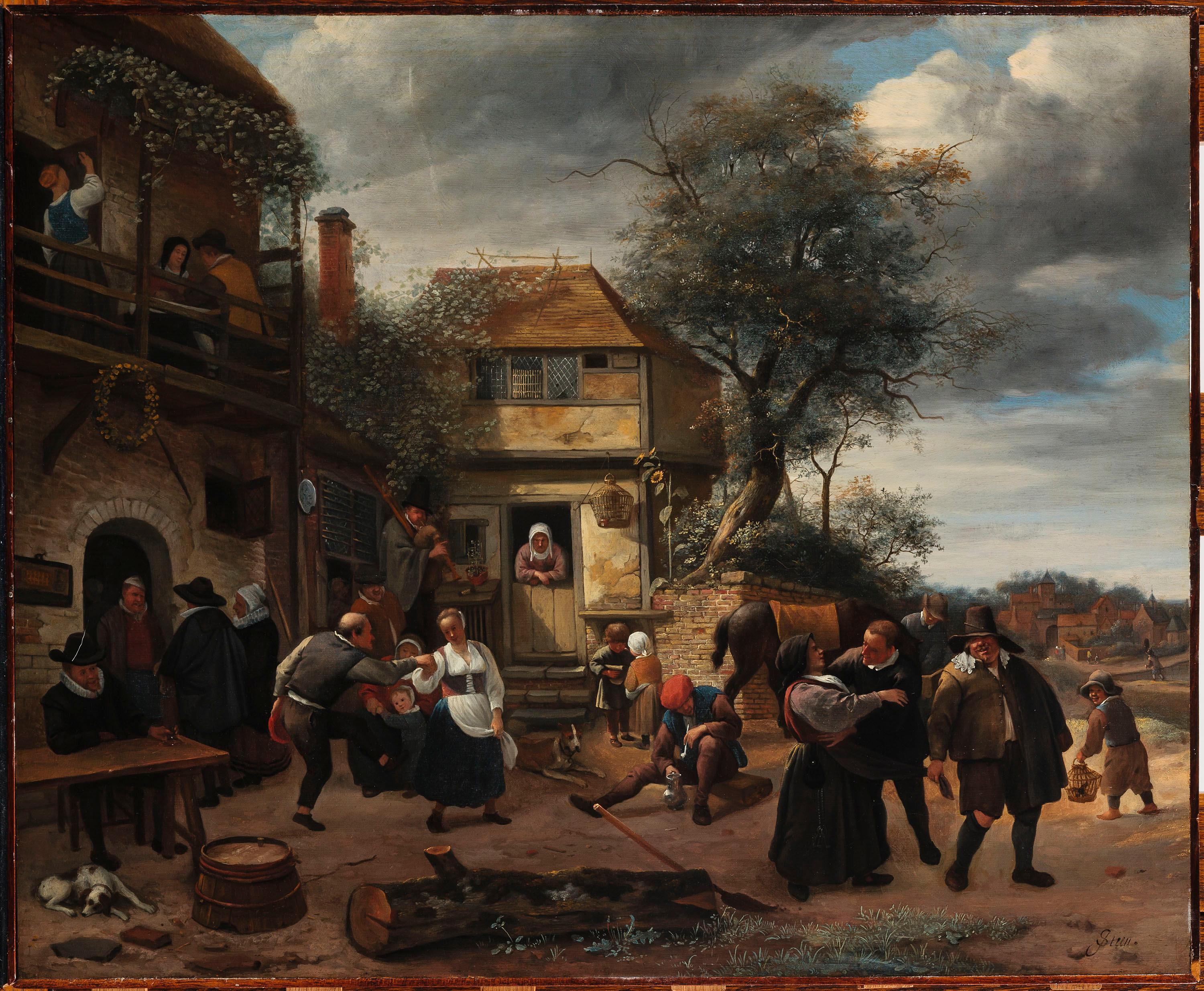 Jan Steen, Peasants before an inn, 1650s.jpg